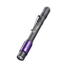 a purple flashlight on a white background