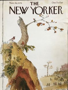 the new yorker magazine cover with an illustration of a tree on top of a cliff