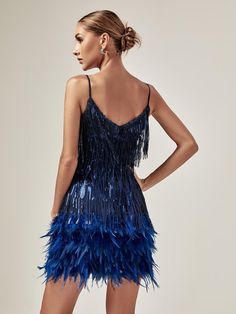 Feather Cocktail Dress, Feather Mini Dress, Marine Uniform, Jumpsuits And Romper, Feather Dress, Fringe Dress, Blue Mini Dress, Maxi Dress Green, White Crystal