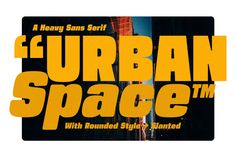 an advertisement for the urban space with rounded styles and slanted font on white background