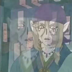 an animated image of a man with glasses and a hat in front of other people