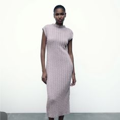 Light Purple Textured Dress. Midi Dress. Brand New With Tags. Pink Sleeveless Winter Dress, Pink Sleeveless Midi Dress For Fall, Pink Short Sleeve Winter Dresses, Elegant Fitted Sleeveless Dress For Winter, Chic Short Sleeve Winter Dresses, Zara Feminine Knee-length Midi Dress, Feminine Zara Knee-length Midi Dress, Feminine Knee-length Midi Dress By Zara, Textured Dress