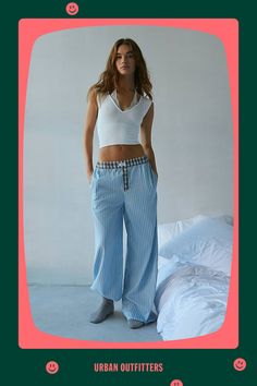 Effortless cool Out From Under lounge boxer pants in a boxer-inspired style. Designed in a printed cotton with a low-rise contrast elasticated waistband, front button placket and dropped crotch design for a relaxed boyfriend fit . Topped with a patch at the front. Find it only at Urban Outfitters. Features Out From Under Avril boxer pants Relaxed lounge pant Lightweight printed cotton Low rise with contrast elasticated waistband with patch detail Contrast button placket Relaxed straight leg fit Cotton Wide Leg Sleepwear For Lounging, Cotton Wide-leg Sleepwear For Lounging, Blue Sleep Bottoms For Spring, Spring Sleep Bottoms In Blue, Stretch Cotton Bottoms For Pajama Party, Wide Leg Cotton Sleepwear For Summer, Summer Cotton Sleepwear Wide Leg, Blue Pajama Shorts With Elastic Waistband For Lounging, Blue Cotton Pajama Shorts For Lounging