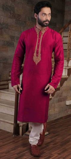 Pink and Majenta color Kurta Pyjamas in Art Silk fabric with Embroidered, Thread, Zari work Kurta For Man, Pajamas For Men, Men Kurta, Teen Girl Dresses, Silk Bottoms, Kurta Pajama, Pink Men, Mens Wear, Silk Lehenga