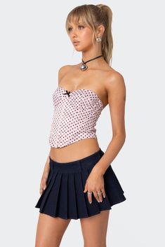 Polka Dot Satin Corset – edikted Corset Boning, Bun Updo, Boned Bodice, Satin Corset, Swimwear Dress, Pink Polka Dots, Bow Detail, Bun Hairstyles, S Models