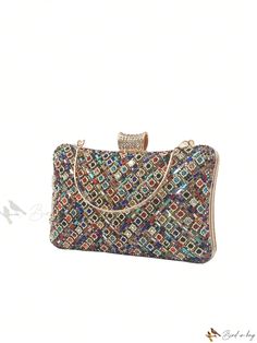 Bird in Bag - Luxurious Diamond-Encrusted Handbag For Sophisticated Women Sophisticated Women, Diamond Glitter, Box Bag, Evening Clutch, Bird In Bag, Metal Chain, All Over Print, Jewelry Set, Clutch Bag