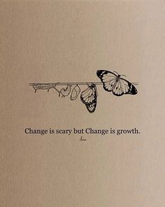 a book with butterflies on it and the words change is scary but change is growth