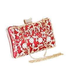 Material: Leather/Size: 21 * 7 * 14CMChain: Short 37CM/Long 116CM Red Embellished Evening Bag, Red Clutch Shoulder Bag For Events, Red Embellished Clutch Shoulder Bag, Red Handheld Bag For Events, Red Handheld Clutch For Formal Occasions, Red Embellished Clutch For Formal Occasions, Elegant Red Embellished Evening Bag, Red Embellished Shoulder Bag For Formal Occasions, Glamorous Red Evening Clutch