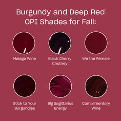 Now trending: burgundy nails 🥀🍷

Deep plum, juicy red, or dark and vampy… what’s your fall vibe? 🍂

Swipe ▶️ to explore all our burgundy shades and press-on sets! Opi Deep Red Nail Polish, Dark Red Opi Gel Polish, Opi Burgundy, Opi Dark Red, Dark Plum Nails, Deep Burgundy Nails, Maroon Nail Polish, Chrome Nails Opi, Oxblood Nails