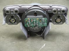 the inside of a vehicle with electronic components attached to it's front bumpers