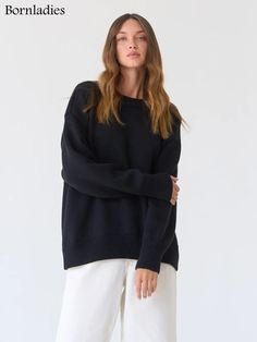 47238744867103|47238744899871|47238744932639 Basic Sweaters, Oversize Casual, Round Neck Sweater, Ladies Turtleneck Sweaters, Chic Sweaters, Womens Turtleneck, Round Neck Sweaters, Women Sleeve, Loose Sweater