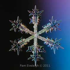 a snowflake is shown against a blue and purple background