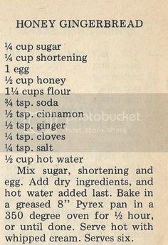 an old recipe for honey ginger bread