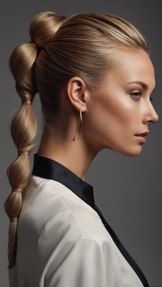 Bridesmaid Slicked Back Ponytail, 2024 Ponytail Hairstyles, High Ponytail Hairstyles Wedding, Creative Ponytails, Simple Back To School Hairstyles, High Fashion Hairstyles, Sleek High Ponytail, Grad Hairstyles