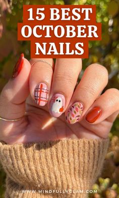 october nails Nail Art October, Fall Nails Halloween October, Fall Nail Designs Halloween, October Nails Gel, Fall Nails October, Early October Nails, Fall Nails 2024 October, October Nails Ideas Autumn, Halloween Fall Nails Ideas