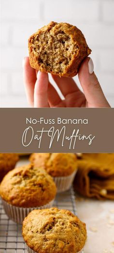 no - fuss banana oat muffins are the perfect treat for breakfast