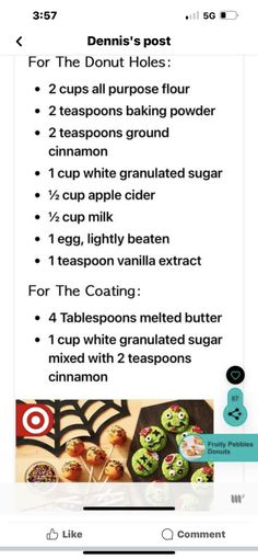 a recipe for halloween treats on the app