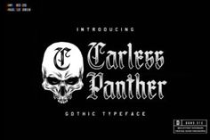 the title for fearless father gothic typeface, which features a skull and crossbones