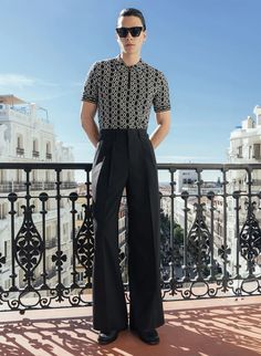 Black High Waisted Side Buckle Flare Trousers ‐ Phix Pants Outfit Men, Green Long Sleeve Shirt, Ruffle Shirt, Wool Trousers, Chiffon Ruffle, Flare Trousers, High Waisted Trousers, Black Sleeveless, Black Wool