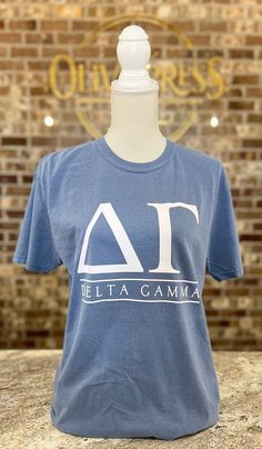 Delta Gamma Comfort Colors T-shirt Pre-shrunk Tan Crew Neck Top, Tan Crew Neck Top, Pre-shrunk Tan T-shirt For Summer, Summer Tan T-shirt, Delta Gamma, Tshirt Colors, Comfort Colors, Gender Neutral, Tee Shirts