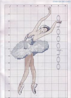 a cross stitch pattern with a ballerina in the middle and words stars of the stage on it