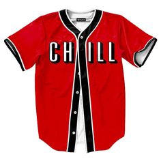 Nextflix and Chill Jersey ($70) ❤ liked on Polyvore featuring reds jersey Netflix Chill, Baseball Shorts, Red Streetwear, Unisex Clothes, Mens Fashion Smart, 3d Shirt, Baseball Shirt, Slim Fit Shirt