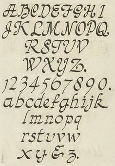 an old fashioned alphabet with some writing on it's side and the letters in black ink