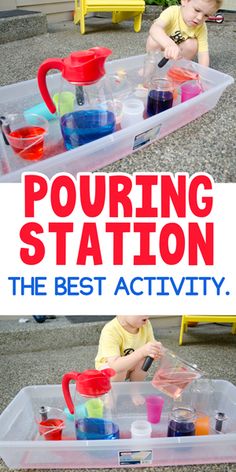 the best activity for toddlers is pouring station