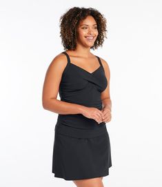 Flattering, not revealing – our tankini top offers the perfect combination of comfort and good looks. Form Fitting: Fits close to the body. Premium nylon/Lycra® Xtra Life Italian blend. Breathable and quick-drying, with Lycra Xtra Life for long-lasting fit. Resists damage from sun, chlorine and heat up to 10 times longer than unprotected fabrics. UPF 50+ rated – the highest rated sun protection possible. Body front: 72% nylon, 28% Lycra Xtra Life; back: 80% nylon, 20% Lycra Xtra Life. Lining: 68 Solid Sleeveless Swim Dress With Built-in Bra, Fitted Sleeveless Swim Dress With Built-in Liner, Sleeveless Tankini With Built-in Bra For Poolside, Fitted Tankini With Built-in Liner For Poolside, Fitted Sleeveless Swimwear With Built-in Liner, Elegant Sleeveless Tankini With Built-in Bra, Sleeveless Tankini With Built-in Bra For Swimming, Sleeveless Tankini With Built-in Cups For Poolside, Tank Top With Built-in Bra For Poolside