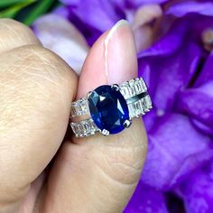 "IN STOCK! Ready for shipping. Free ring sizing! ENJOY OUR WORRY-FREE SERVICE AND THE DAZZLING, GENUINE JEWELRY WE DESIGN AND HANDCRAFT WITH LOVE❤️ ABOUT THE ITEM: OMG, when our goldsmith showed me this ring right after completion, I literally screamed! This GORGEOUS, natural 5.20 TCW BLUE SAPPHIRE, STUNNING-DESIGN ring is just so beautiful! EXTREMELY STUNNING! With a 3.94 carats Certified HEATED, CEYLON, ROYAL BLUE SAPPHIRE. This ring offers an important statement of who you are with a jumbo, R Gia Certified Baguette Cut Sapphire Ring, Gia Certified Baguette Cut White Gold Sapphire Ring, Platinum Sapphire Ring With Baguette Cut, Sapphire Baguette Cut Platinum Ring, Baguette Cut Sapphire Platinum Ring, White Gold Baguette Cut Sapphire Rings, Luxury Lab-created Sapphire Ring With Baguette Cut, Luxury Lab-created Sapphire Baguette Cut Ring, Luxury Baguette Cut Lab-created Sapphire Ring