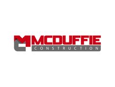 the logo for mccuffe construction, which has been designed to look like it is in