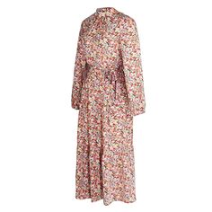 Orange Stand Collar Tie Waist Long Sleeve Floral Dress Fall Floral Print Maxi Dress For Daywear, Floral Print Maxi Dress For Fall Daywear, Fall Multicolor Maxi Dress For Work, Multicolor Maxi Dress For Fall Workwear, Multicolor Maxi Dress For Work In Fall, Dresses Floral, Long Sleeve Floral Dress, Floral Dresses, Women Dresses