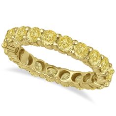 Fancy Canary Yellow Diamond Eternity Ring Band 18k Yellow Gold (3.00ct) Canary Yellow Diamonds, Modern Wedding Band, Black Hills Gold Jewelry, Colored Diamond Rings, Handcrafted Silver Jewelry, Silver Jewellery Online, Yellow Diamonds, Diamond Eternity Ring, Fancy Yellow Diamond