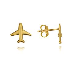 Description: 14k Solid Yellow Gold Airplane Travel Stud Earrings Item No.: M4031 Metal Type: 14k Solid Gold (Stamped 14k), Metal Color: Yellow Gold Measurement: Est. Weight: 1.1 Grams. Height: 10.5mm Width: 10,5mm Depth:12.5mm . Brand New Made To Order. Might Take 3-5 Days To Be Shipped. Airplane Earrings, Small Airplanes, Shine Jewelry, Airplane Travel, Jet Setter, Heartfelt Gifts, Fine Jewellery Earrings, Metal Color, Solid Yellow