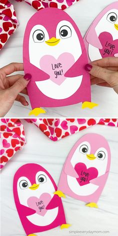 valentine penguin craft for kids to make with paper and glue on the inside of it