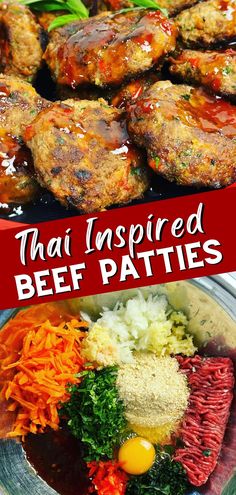 this is an image of thai inspired beef patties