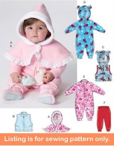 a baby's outfit and footie sewing pattern