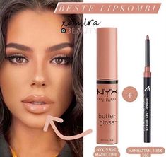 #lips #lipgloss #lipstick #manhattan #nyxprofessionalmakeup #makeup Makeup Lip Combo, Girly Makeup, Chic Makeup, Face Makeup Tutorial, Braut Make-up, Beauty Advice, Makeup Obsession