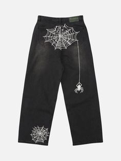 TALISHKO - Spider Printed Jeans Hip Hop Fashion 90s, Streetwear Aesthetic, Jeans Y2k, Y2k Jeans, Pants Style, Star Jeans, Printed Jeans, Streetwear Y2k, Type Of Pants