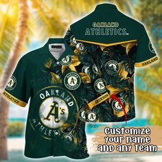 Customized MLB Oakland Athletics Hawaiian Shirt Radiant Rhythms For Fans  It’s the perfect combination of Hawaiian style and MLB fandom. These unique MLB Hawaiian shirts are a must-have for football enthusiasts. Show your team spirit in a fun and tropical way by the beauty of Hawaii. Made from high-quality materials, they provide comfort and breathability, keeping you cool during game days or outdoor activities. Stand out from the crowd and show your love for both football and tropical vibe Pink Hawaiian Shirt, Summer Hawaii, Black Hawaiian Shirt, Tshirt Custom, Vintage Hawaiian Shirts, Hawaiian Outfit, Tropical Shirts, Vintage Hawaiian, Hawaiian Style