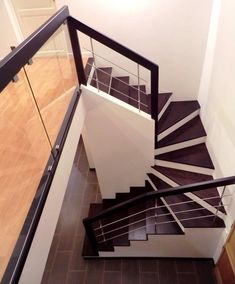 the stairs are made of wood and metal