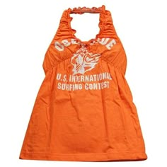 an orange dress with the u s international surfing contest on it