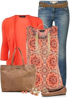 Like color / would keep sweater on over sleeveless Outfit Ideas Cardigans, Mode Ab 50, Coral Cardigan, Mode Tips, Stitch Fix Outfits, Skirt Maxi, Mode Casual, Wardrobe Ideas, Looks Style