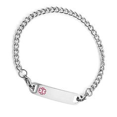 Stainless Steel Link Medical ID Bracelet Stainless Steel Link Jubilee Bracelet, Stainless Steel Jubilee Link Bracelet, Adjustable Link Hypoallergenic Bracelet, Classic Adjustable Nickel-free Chain Bracelet, Hypoallergenic Adjustable Link Bracelets, Adjustable Hypoallergenic Link Bracelet, Hypoallergenic Adjustable Link Bracelet, Classic Link Bracelets With Extender, Hypoallergenic Adjustable Link Jewelry