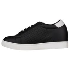 The CALTO H0831 combines athletic characteristic with a contemporary look to create this iconic style. Simple and fun athleisure sneaker to rock out with a pair of short or jean. The combination of micro-perforated accent and leatherette finished detail makes this impeccably crafted sneaker the crowd's favorite. Features: Style: Low top classic height increase sneakers. Simple and clean lace up. Width: Standard (D or Medium). Accommodates a regular width. Weight: 16 oz. *Based on 7.5 US. Actual Urban Sneakers With Studded Rubber Outsoles For Sports, Custom Sports Sneakers With Contrast Sole, Athleisure Sneakers With Perforated Toe Box For Streetwear, High-top Slip-on Sneakers For Sports, Sporty Custom Sneakers With Contrast Sole For Sports, Sporty Custom Low-top Sneakers, Sporty Black Skate Shoes With Contrast Sole, Modern Slip-on Sneakers With Textured Sole For Sports, Modern High-top Platform Sneakers For Light Sports