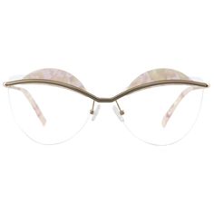 Introducing our designer eyewear, the epitome of feminine allure. These cat-eye semi-rimless glasses feature a captivating floral pattern browline, adding a touch of elegance to your look. Embrace your inner confidence and unleash your feminine charm with these stylish frames. Designed to enhance your features and make a statement, these glasses are a perfect blend of fashion and functionality.Weight: 27 gFrame Shape: Cat EyeFrame Color: PinkFrame Material: MetalRim Type: Half RimSpring Hinge: NoAdjustable Nose Pads: YesWeight: 27 gLens Width: 60 mmBridge Width: 16 mmTemple Length: 140 mmFrame Width: 143 mmLens Height: 52 mm Elegant Metal Frame Sunglasses For Spring, Chic Glass Cat Eye Sunglasses For Spring, Chic Clear Cat Eye Sunglasses For Spring, Elegant Spring Cat Eye Sunglasses, Semi Rimless Glasses, Inner Confidence, Pink Glasses, Rimless Glasses, Designer Eyewear