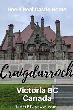 an old victorian house with the words victoria bc canada overlaying it's image