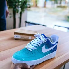 Custom Turquoise Air Force 1 - Kiaun's Customs LLC Turquoise Sneakers For Streetwear With Round Toe, Sporty Turquoise High-top Sneakers, Turquoise Round Toe Sneakers For Streetwear, Turquoise Low-top Sneakers For Streetwear, Air Force 1s, Hype Shoes, Mens Nike Shoes, Black Art Pictures, Nike Shoes Women