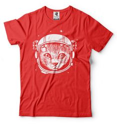 "Astronaut Cat T-Shirt Funny Creative Stylish Cool Graphic Humor Cat Shirt This ULTRA COTTON UNISEX T-shirt is made of Pre-shrunk 100% cotton, 6.1-ounce. * Seamless double-needle 7/8\" collar, Double-needle sleeves and hem, Taped neck and shoulders Our T Shirts and Hoodies are Printed by advanced technology Digital Printer on 100% Ultra Cotton tees and hoodies . We use waterbased textile ink, Safest ink type for everyone. Each T shirt is Made individually and double checked for quality before se Relaxed Fit Crew Neck T-shirt With Cat Print, Relaxed Fit Cat Print T-shirt With Crew Neck, Cotton Graphic Tee With Cat Print, Crew Neck Cotton Shirt With Cat Design, Cotton Crew Neck Top With Cat Print, Cotton Crew Neck Shirt With Cat Design, Cotton T-shirt With Cat Design, Relaxed Fit, Cotton Short Sleeve T-shirt With Cat Design, Funny Astronaut