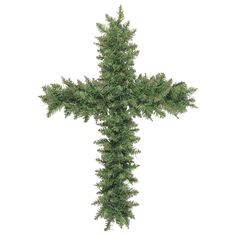 a cross made out of branches on a white background